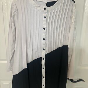 Black and White Button-Up Tunic